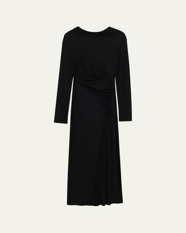 Ferrera Ruched Long-Sleeve Midi Dress
